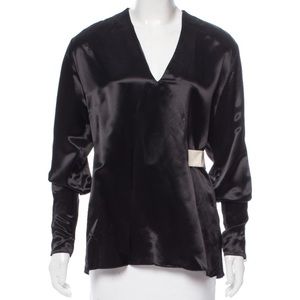 acne studios cathay black satin top/ french 36